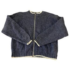 Vintage Eddie Bauer Women's XL Full Zip 80% Wool Cardigan Flecking Sweater 90’s